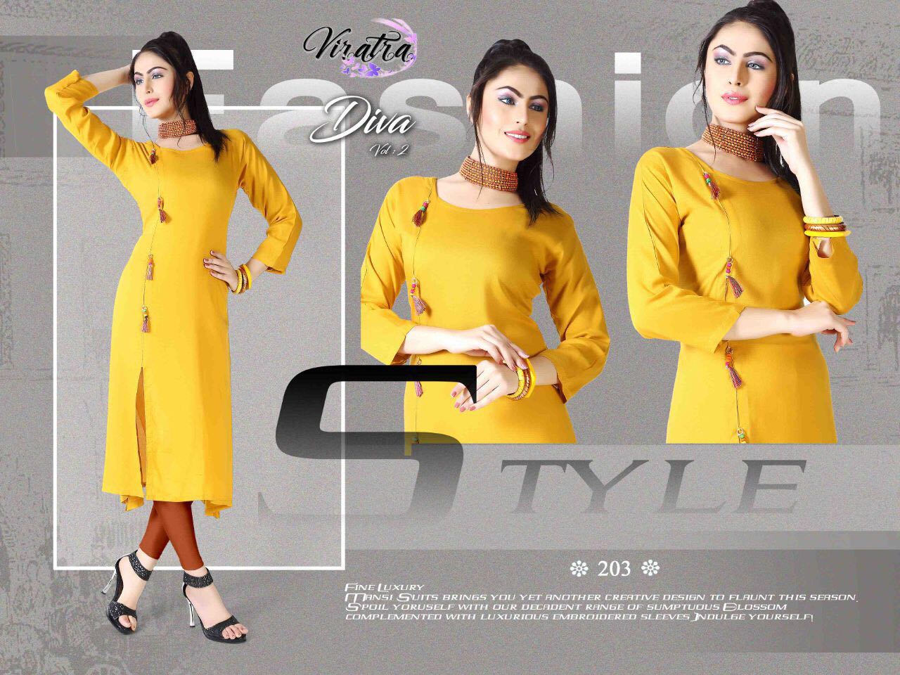 Diva Vol-2 By Viratra Tex 201 To 210 Series Stylish Beautiful Colorful Fancy Casual Wear & Ethnic Wear Rayon Cotton Printed Kurtis At Wholesale Price