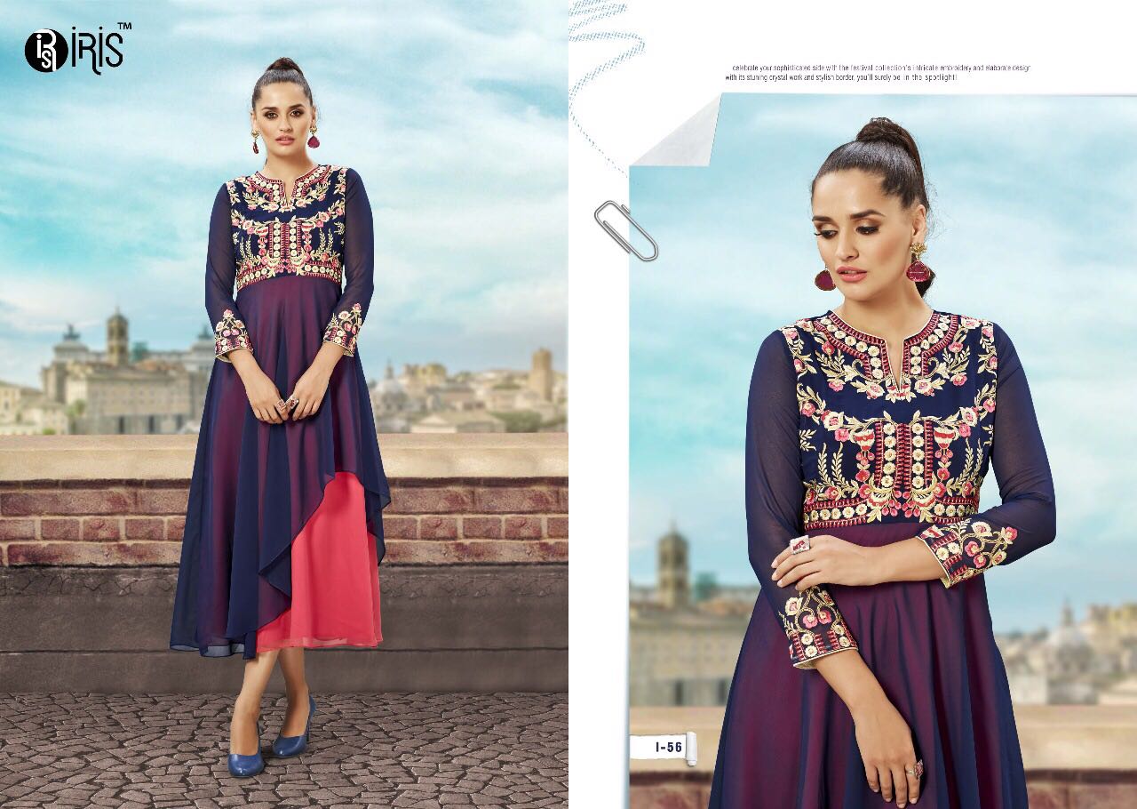 Dyna By Iris 55 To 64 Series Designer Colorful Beautiful Stylish Fancy Party Wear & Ethnic Wear Georgette Kurtis At Wholesale Price