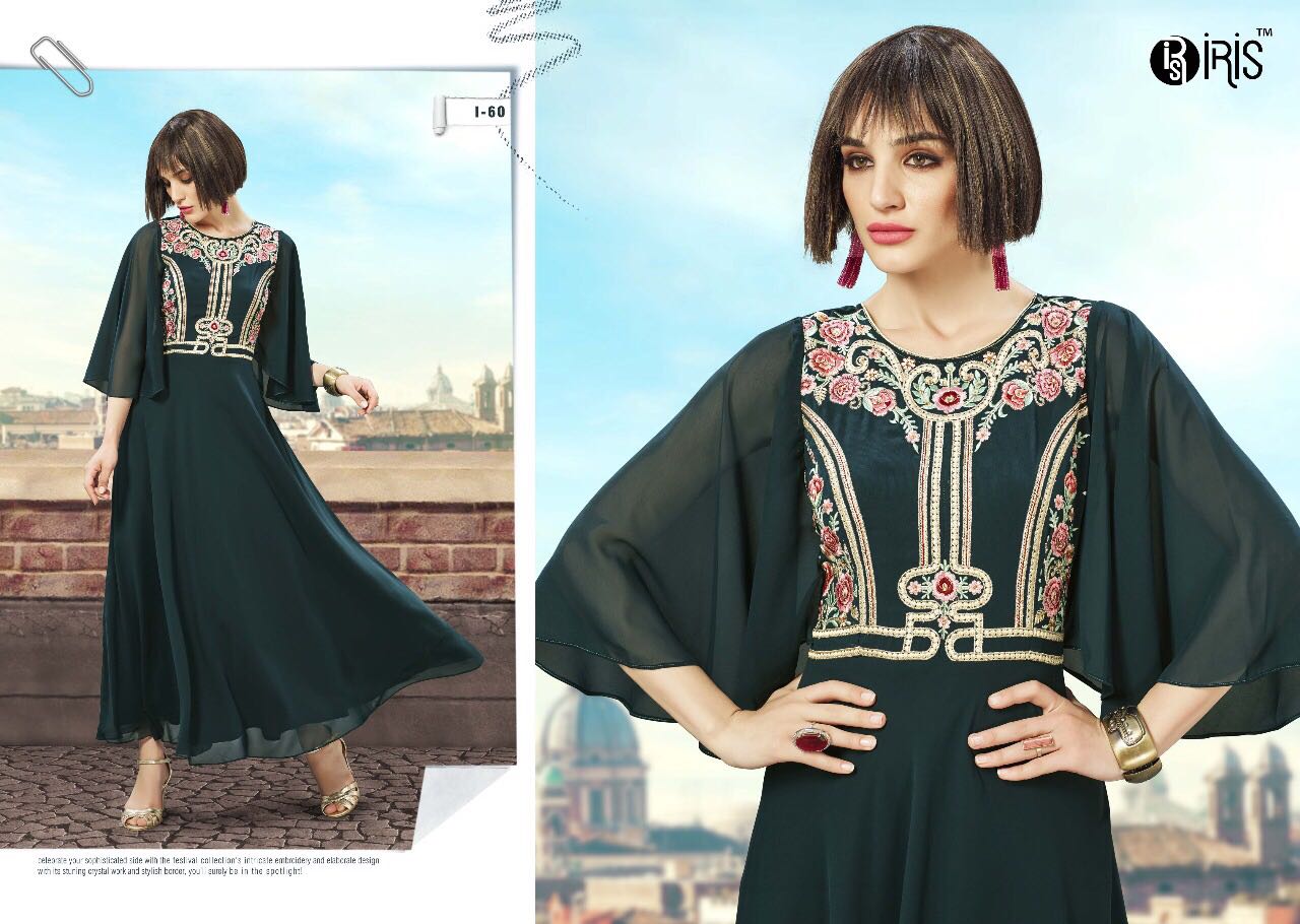 Dyna By Iris 55 To 64 Series Designer Colorful Beautiful Stylish Fancy Party Wear & Ethnic Wear Georgette Kurtis At Wholesale Price