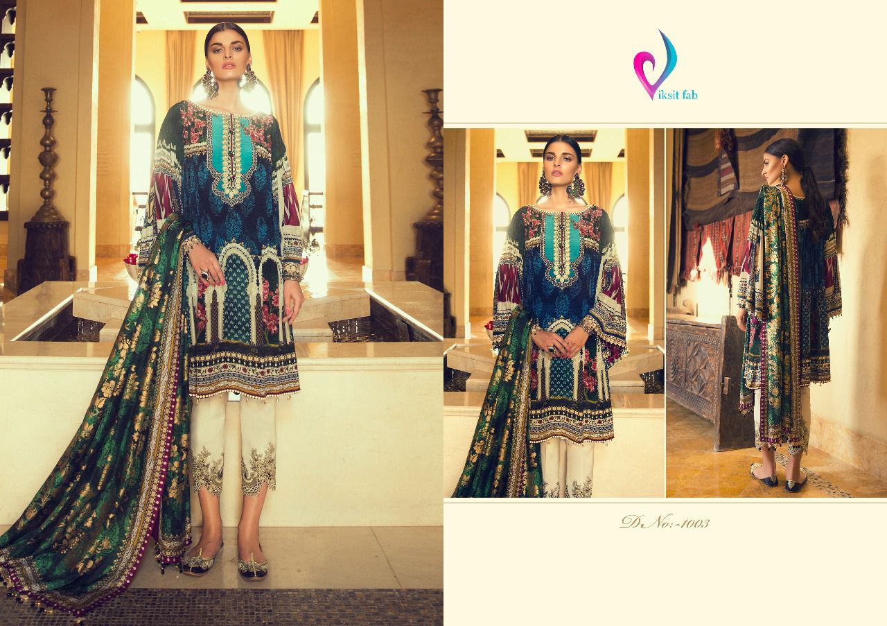 Elan Satin Cotton By Viksit Fab 1001 To 1006 Series Designer Colorful Beautiful Pakistani Suits Party Wear & Casual Wear Glace Cotton Dresses At Wholesale Price