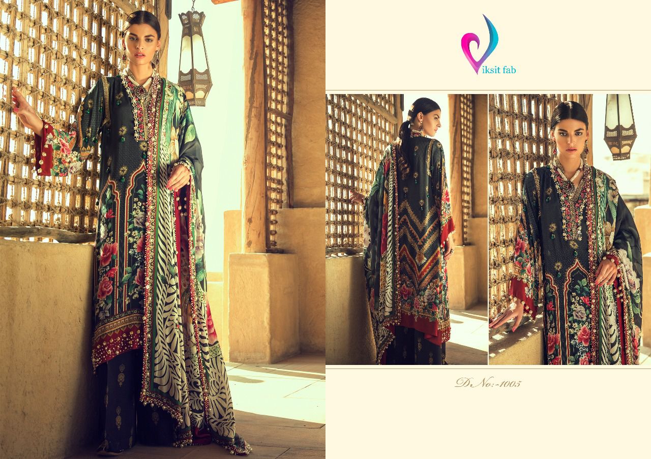 Elan Satin Cotton By Viksit Fab 1001 To 1006 Series Designer Colorful Beautiful Pakistani Suits Party Wear & Casual Wear Glace Cotton Dresses At Wholesale Price
