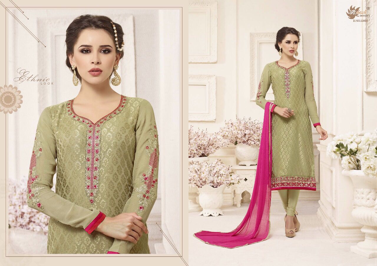 Elegant Brasso Vol-12 By Aadesh Dresses 12001 To 12006 Series Designer Indian Beautiful Party Wear & Occasional Wear Georgette & Brasso Embroidered Dresses At Wholesale Price