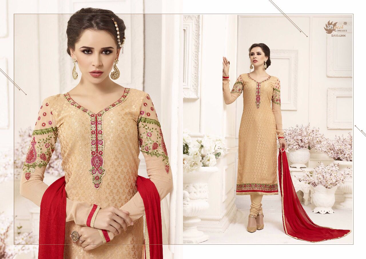Elegant Brasso Vol-12 By Aadesh Dresses 12001 To 12006 Series Designer Indian Beautiful Party Wear & Occasional Wear Georgette & Brasso Embroidered Dresses At Wholesale Price