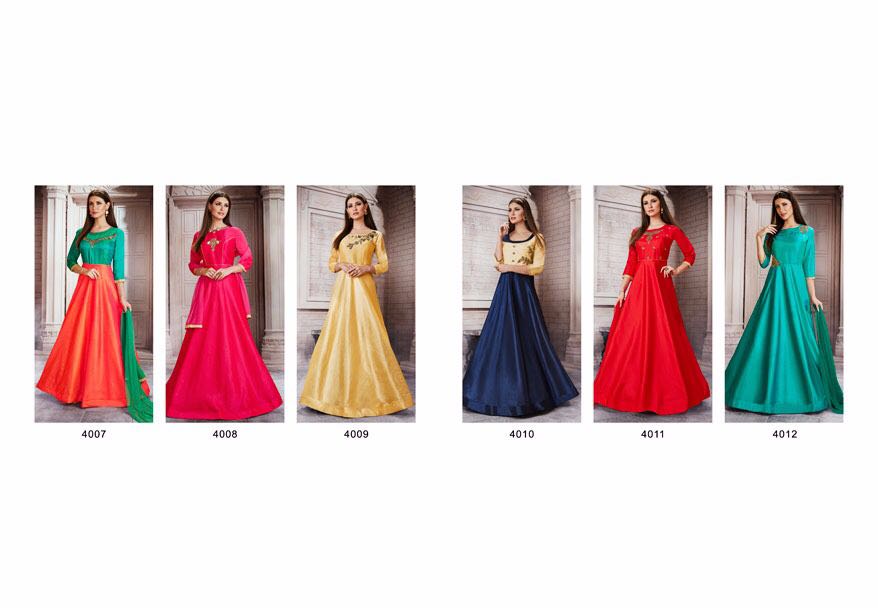 Ethnic By Meraki 4007 To 4012 Series Designer Stylish Beautiful Fancy Colorful Party Wear & Occasional Wear Silk Embroidered Dresses At Wholesale Price