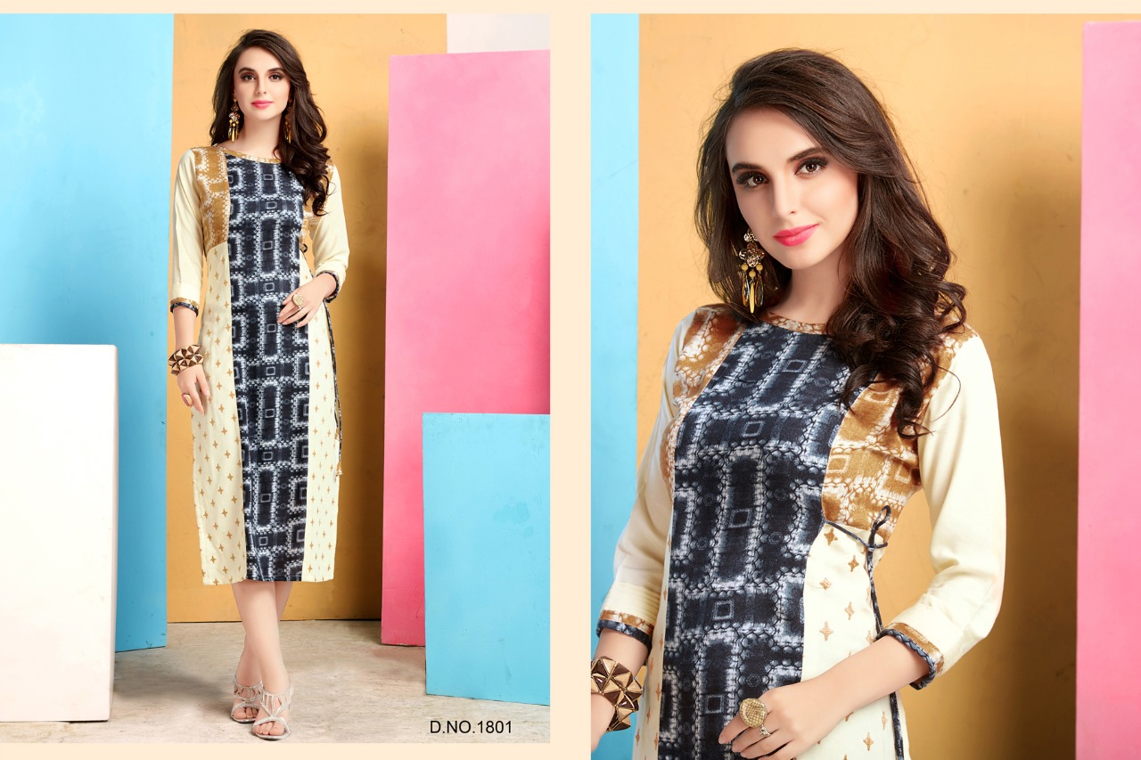 Fashion Glorry By Veera Tex 1801 To 1806 Series Designer Beautiful Stylish Colorful Fancy Ethnic Wear & Casual Wear Rayon Printed Kurtis At Wholesale Price