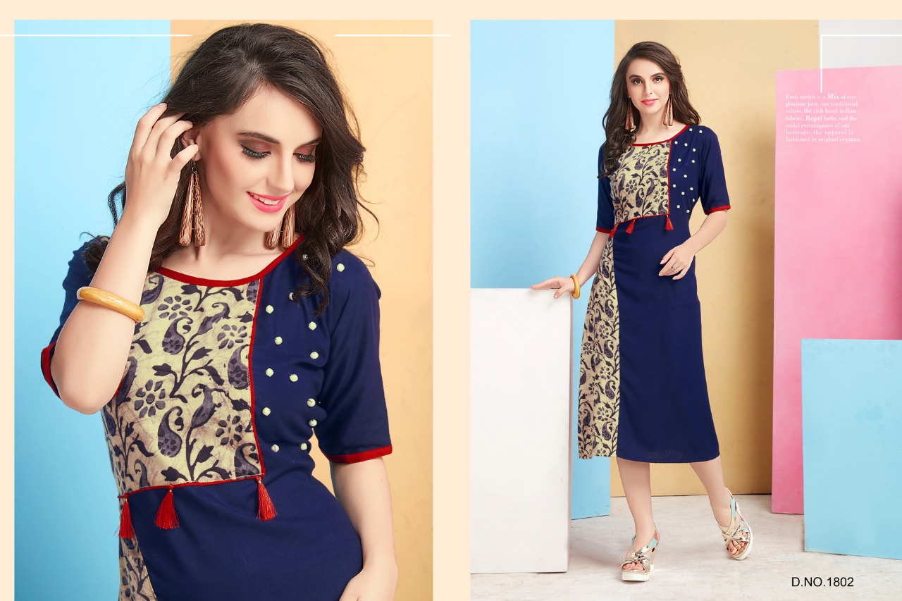 Fashion Glorry By Veera Tex 1801 To 1806 Series Designer Beautiful Stylish Colorful Fancy Ethnic Wear & Casual Wear Rayon Printed Kurtis At Wholesale Price