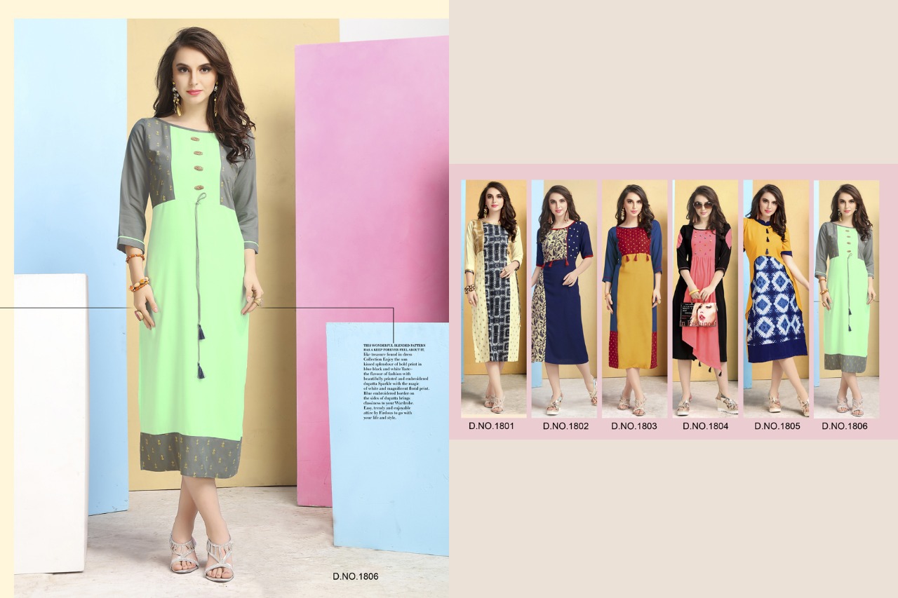 Fashion Glorry By Veera Tex 1801 To 1806 Series Designer Beautiful Stylish Colorful Fancy Ethnic Wear & Casual Wear Rayon Printed Kurtis At Wholesale Price