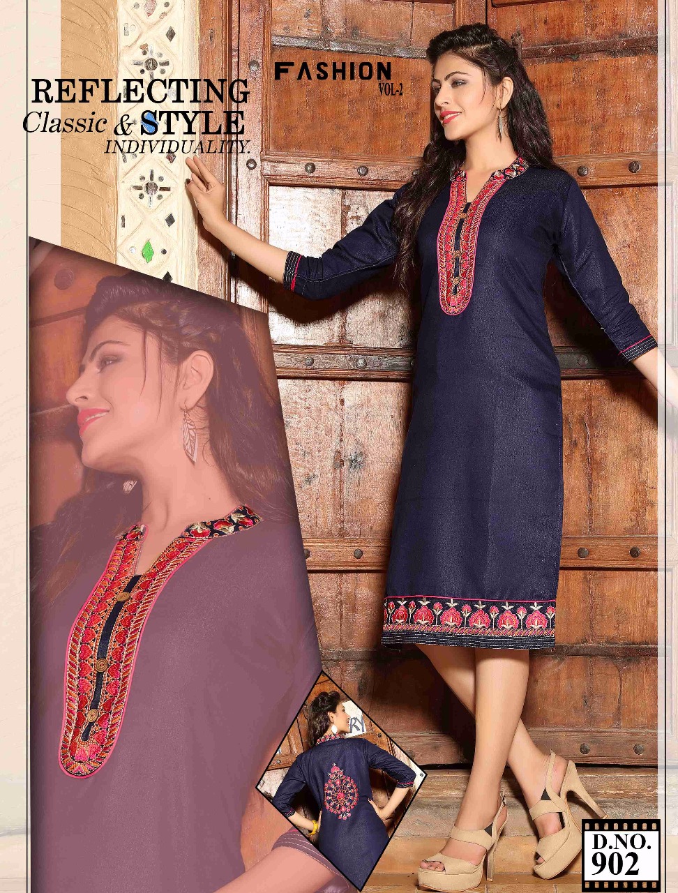 Fashion Vol-2 By Kaamiri 901 To 908 Series Beautiful Designer Kurtis Colorful Stylish Embroidered Casual Wear & Ready To Wear Denim Kurtis At Wholesale Price