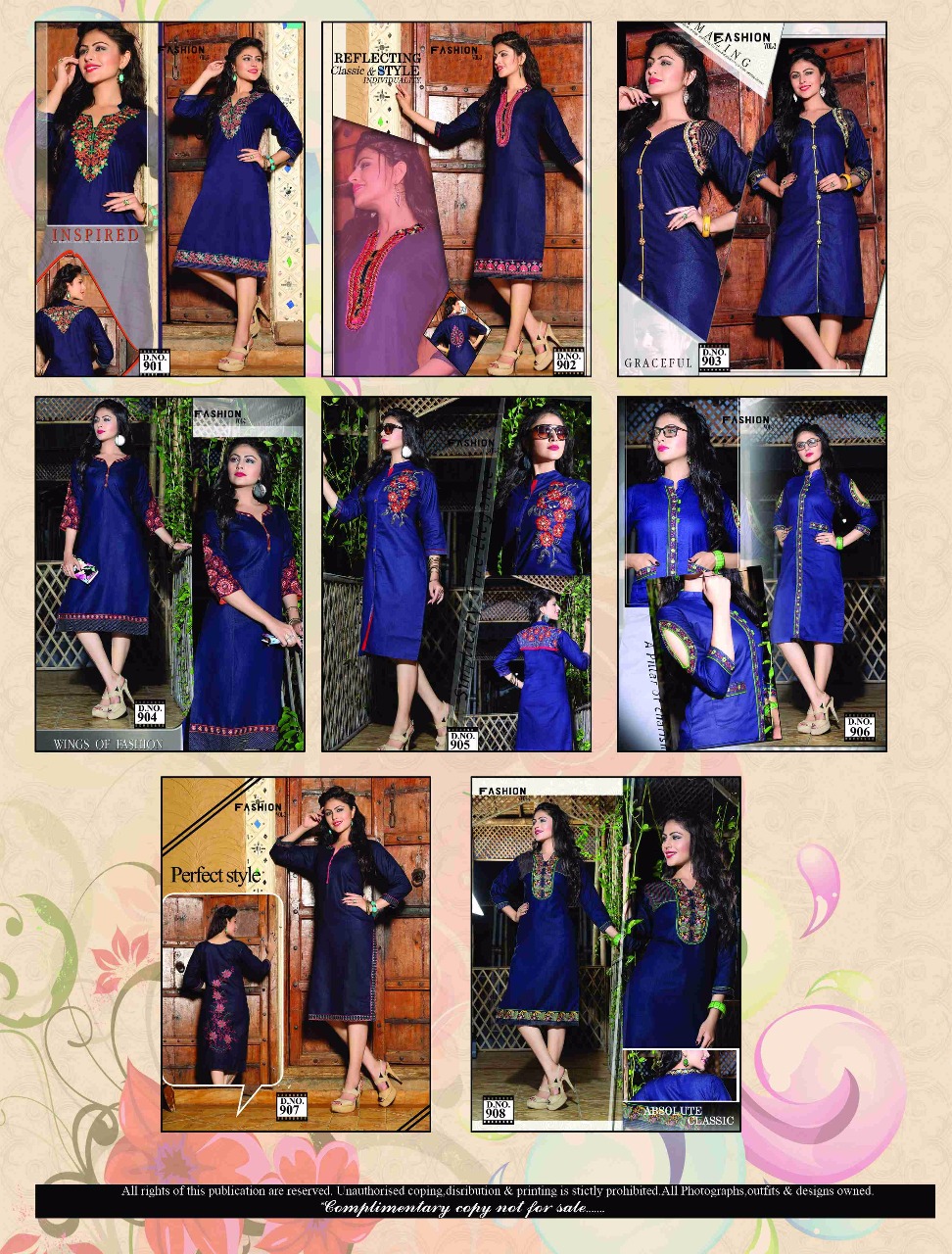 Fashion Vol-2 By Kaamiri 901 To 908 Series Beautiful Designer Kurtis Colorful Stylish Embroidered Casual Wear & Ready To Wear Denim Kurtis At Wholesale Price