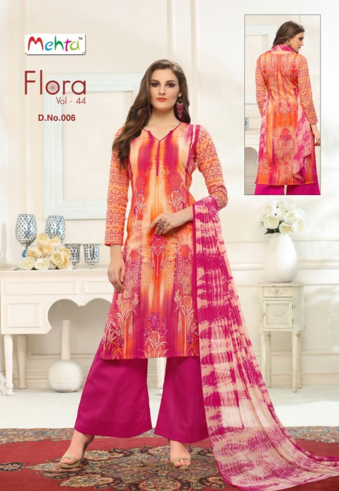Flora Vol-44 By Mehta 001 To 010 Series Beautiful Pakistani Suits Colorful Fancy Casual Wear & Ethnic Wear Cotton Printed Dresses At Wholesale Price