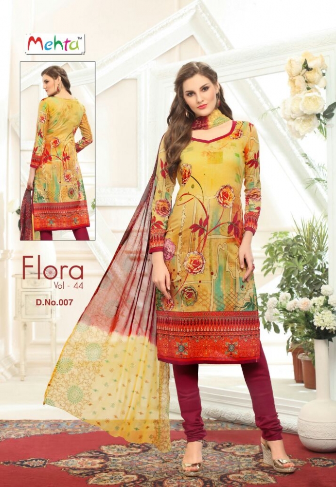 Flora Vol-44 By Mehta 001 To 010 Series Beautiful Pakistani Suits Colorful Fancy Casual Wear & Ethnic Wear Cotton Printed Dresses At Wholesale Price