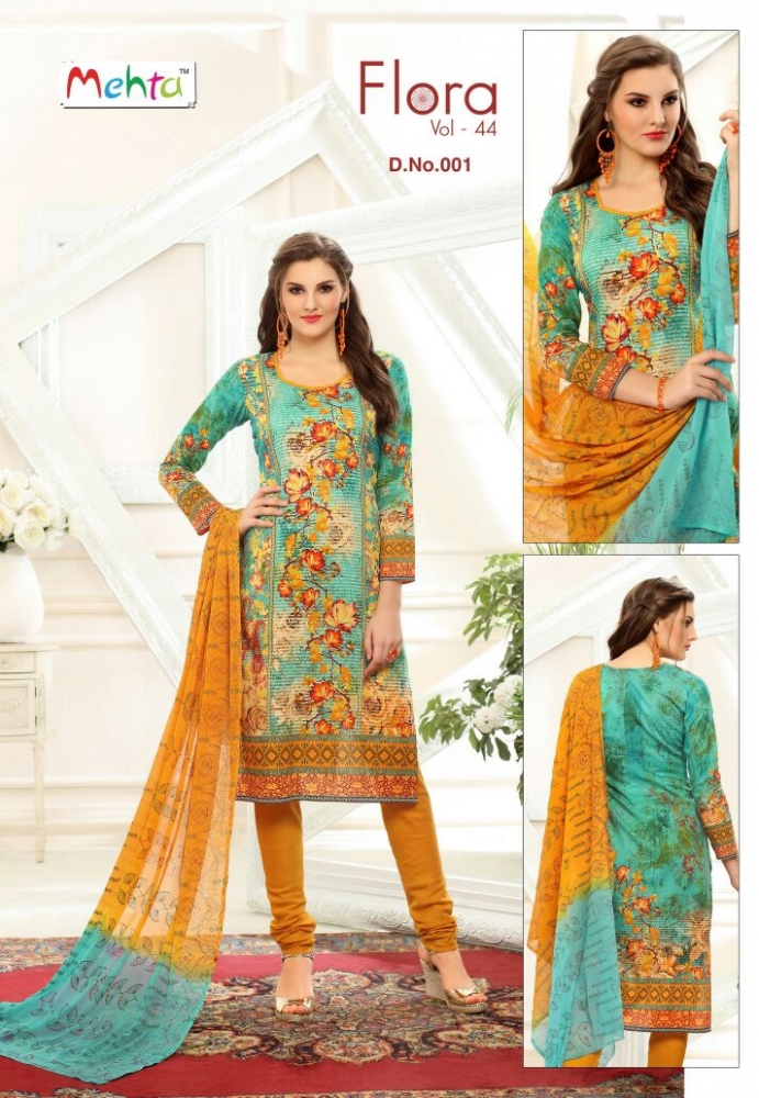 Flora Vol-44 By Mehta 001 To 010 Series Beautiful Pakistani Suits Colorful Fancy Casual Wear & Ethnic Wear Cotton Printed Dresses At Wholesale Price