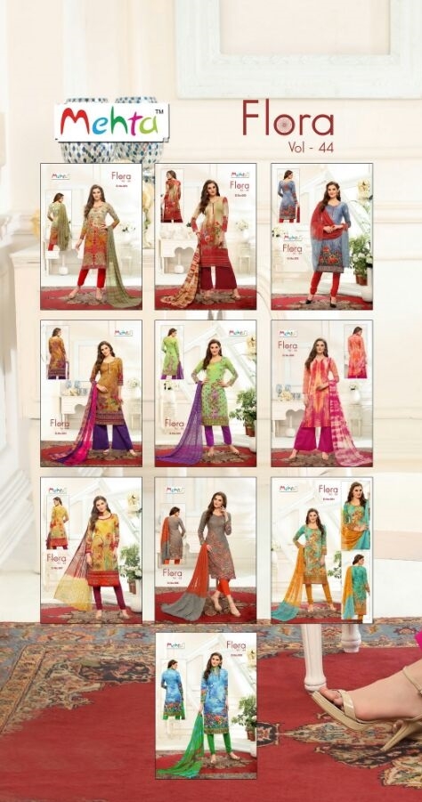 Flora Vol-44 By Mehta 001 To 010 Series Beautiful Pakistani Suits Colorful Fancy Casual Wear & Ethnic Wear Cotton Printed Dresses At Wholesale Price