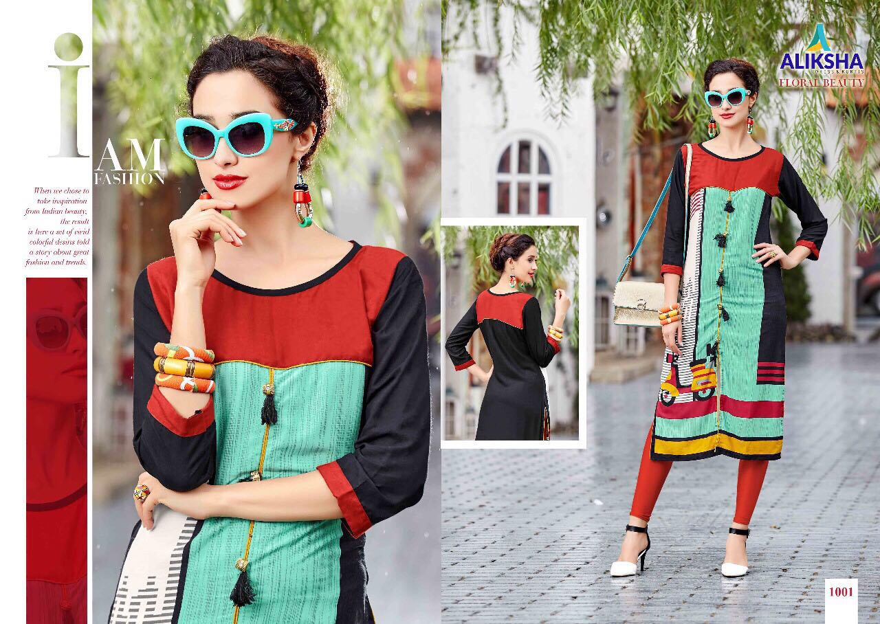Floral Beauty Vol-1 By Aliksha Beautiful Colorful Stylish Fancy Casual Wear & Ethnic Wear Heavy Rayon Printed Kurtis At Wholesale Price