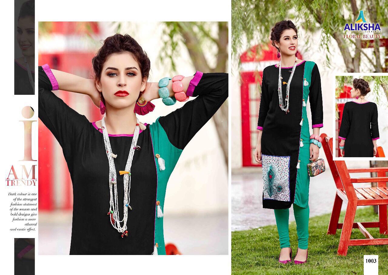 Floral Beauty Vol-1 By Aliksha Beautiful Colorful Stylish Fancy Casual Wear & Ethnic Wear Heavy Rayon Printed Kurtis At Wholesale Price