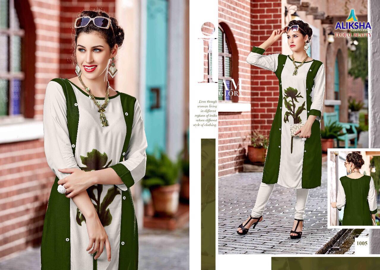Floral Beauty Vol-1 By Aliksha Beautiful Colorful Stylish Fancy Casual Wear & Ethnic Wear Heavy Rayon Printed Kurtis At Wholesale Price