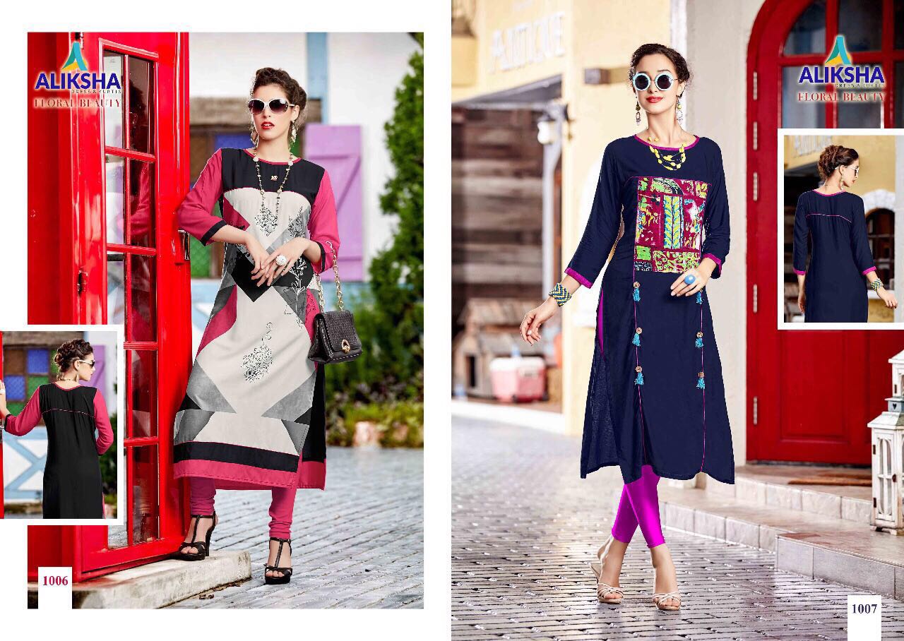 Floral Beauty Vol-1 By Aliksha Beautiful Colorful Stylish Fancy Casual Wear & Ethnic Wear Heavy Rayon Printed Kurtis At Wholesale Price