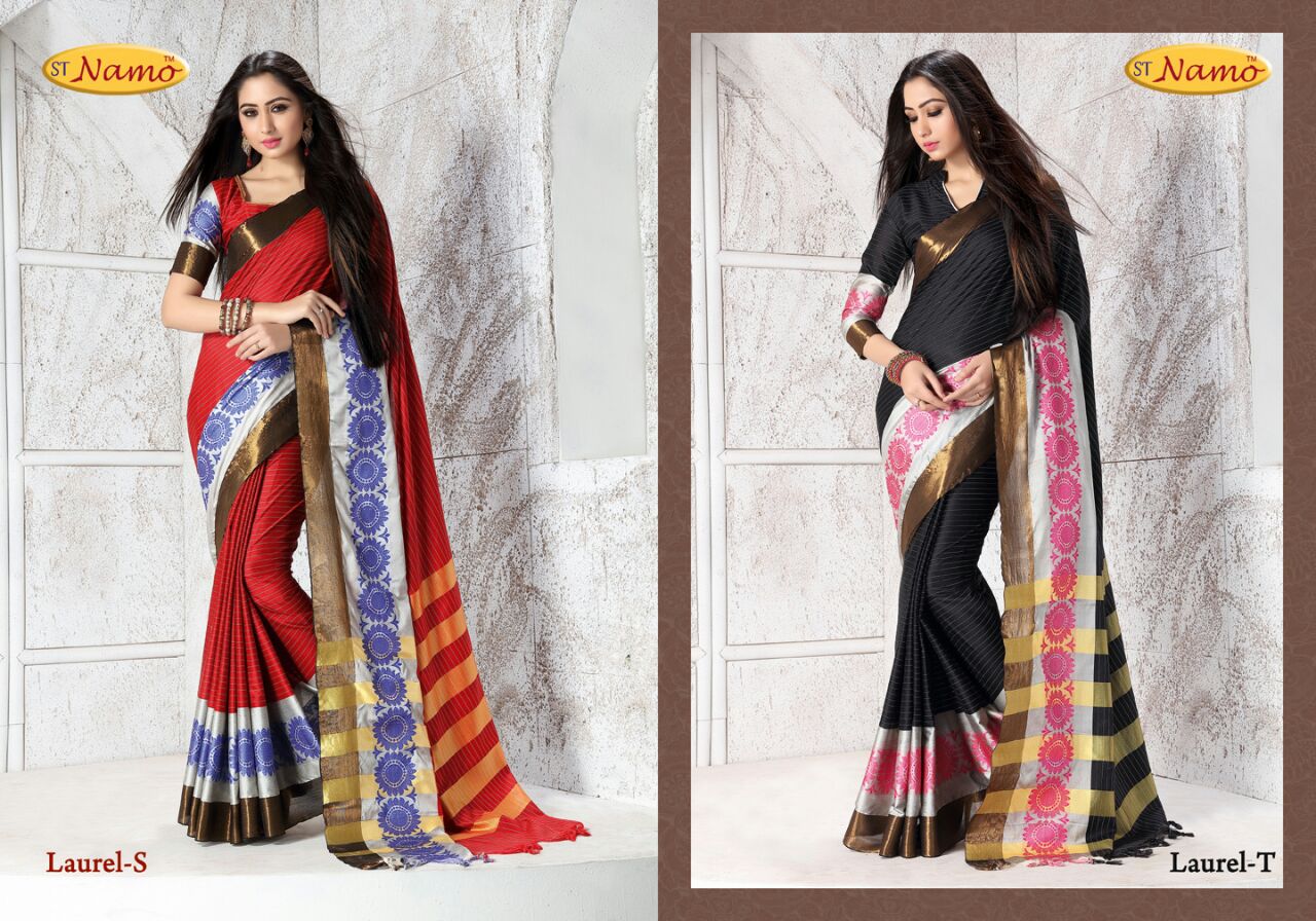 Florence By St Namo Colourful Beautiful Stylish Designer Printed Casual Wear Cotton Silk Sarees At Wholesale Price