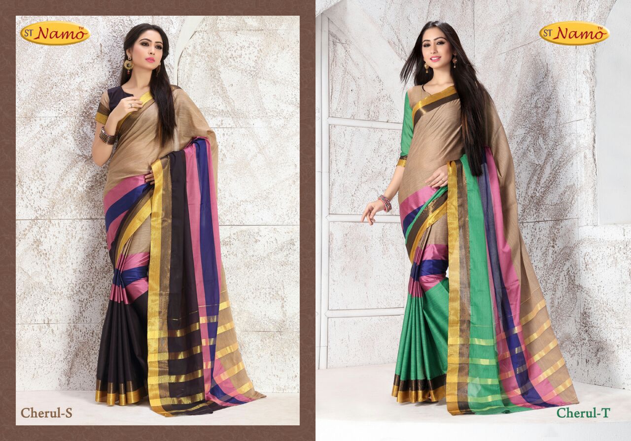 Florence By St Namo Colourful Beautiful Stylish Designer Printed Casual Wear Cotton Silk Sarees At Wholesale Price