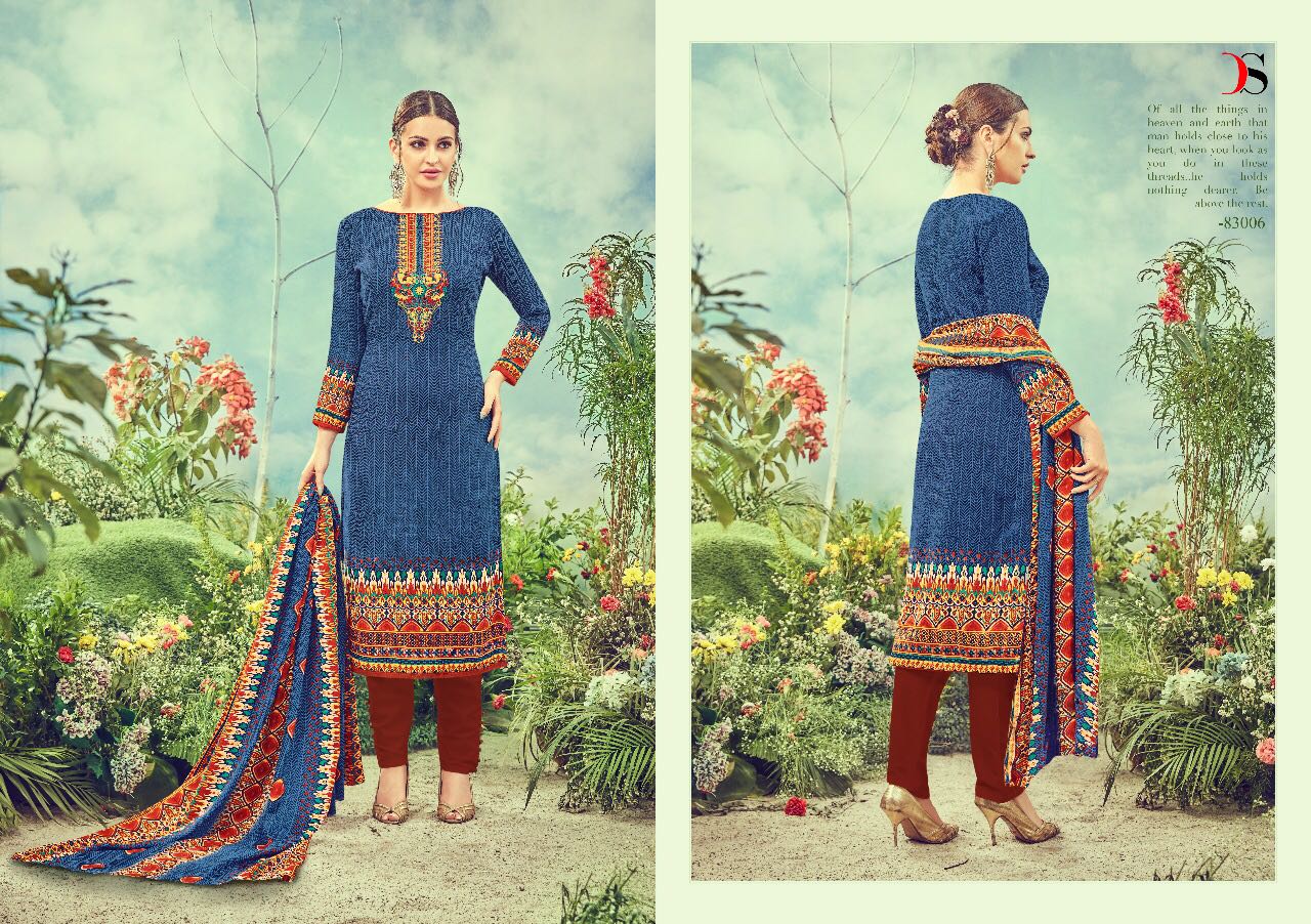 Florence Vol-3 By Deepsy Suits 83001 To 83008 Series Beautiful Stylish Colorful Fancy Casual Wear & Ethnic Wear Pure Cotton Satin Dresses At Wholesale Price