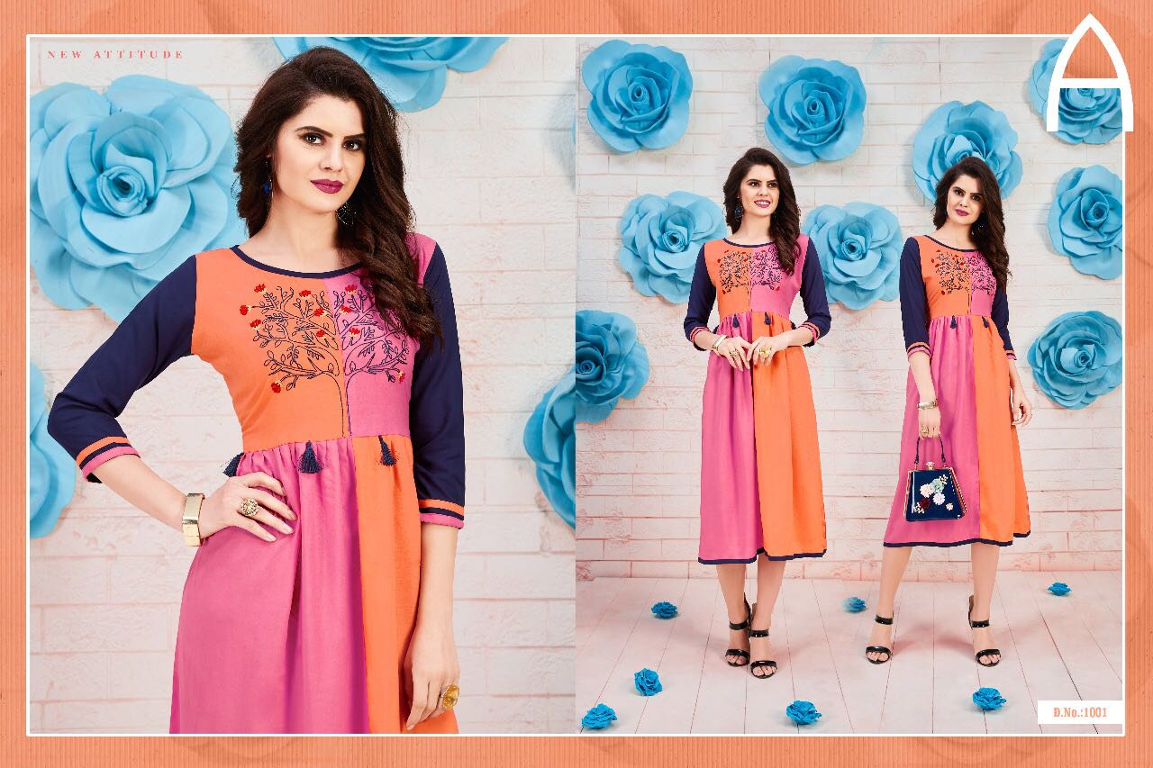 Flower By Valencia Tex 1501 To 1507 Series Beautiful Stylish Colorful Fancy Beautiful Casual Wear & Ethnic Wear Heavy Rayon Printed Kurtis At Wholesale Price