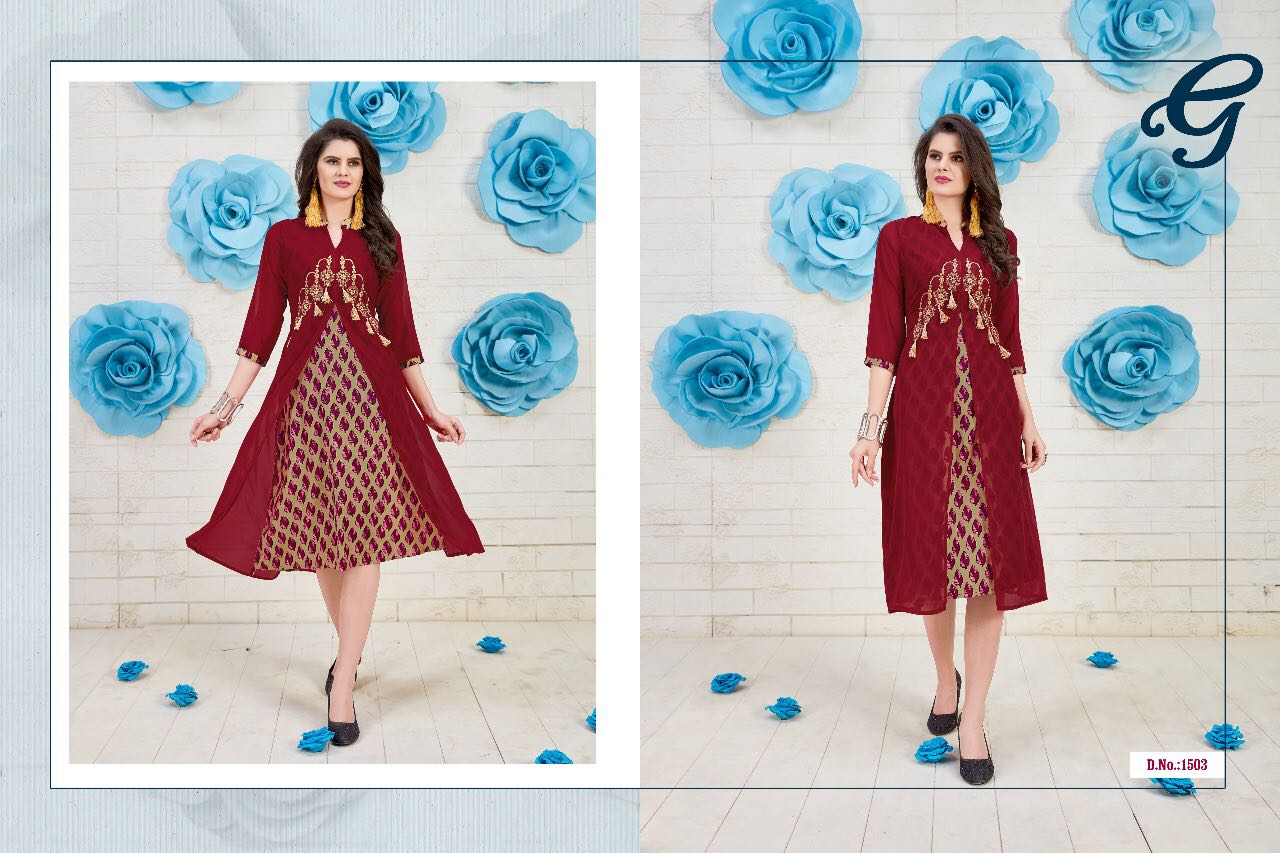Flower By Valencia Tex 1501 To 1507 Series Beautiful Stylish Colorful Fancy Beautiful Casual Wear & Ethnic Wear Heavy Rayon Printed Kurtis At Wholesale Price