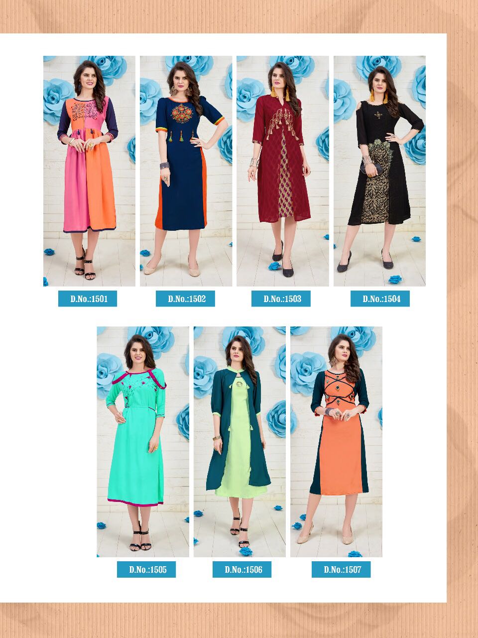 Flower By Valencia Tex 1501 To 1507 Series Beautiful Stylish Colorful Fancy Beautiful Casual Wear & Ethnic Wear Heavy Rayon Printed Kurtis At Wholesale Price