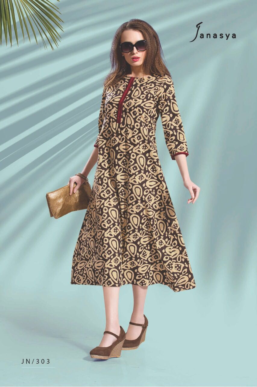 Flowers By Janasya 301 To 310 Series Stylish Fancy Beautiful Colorful Party Wear & Ethnic Wear Jaipuri Cotton Printed Kurtis At Wholesale Price