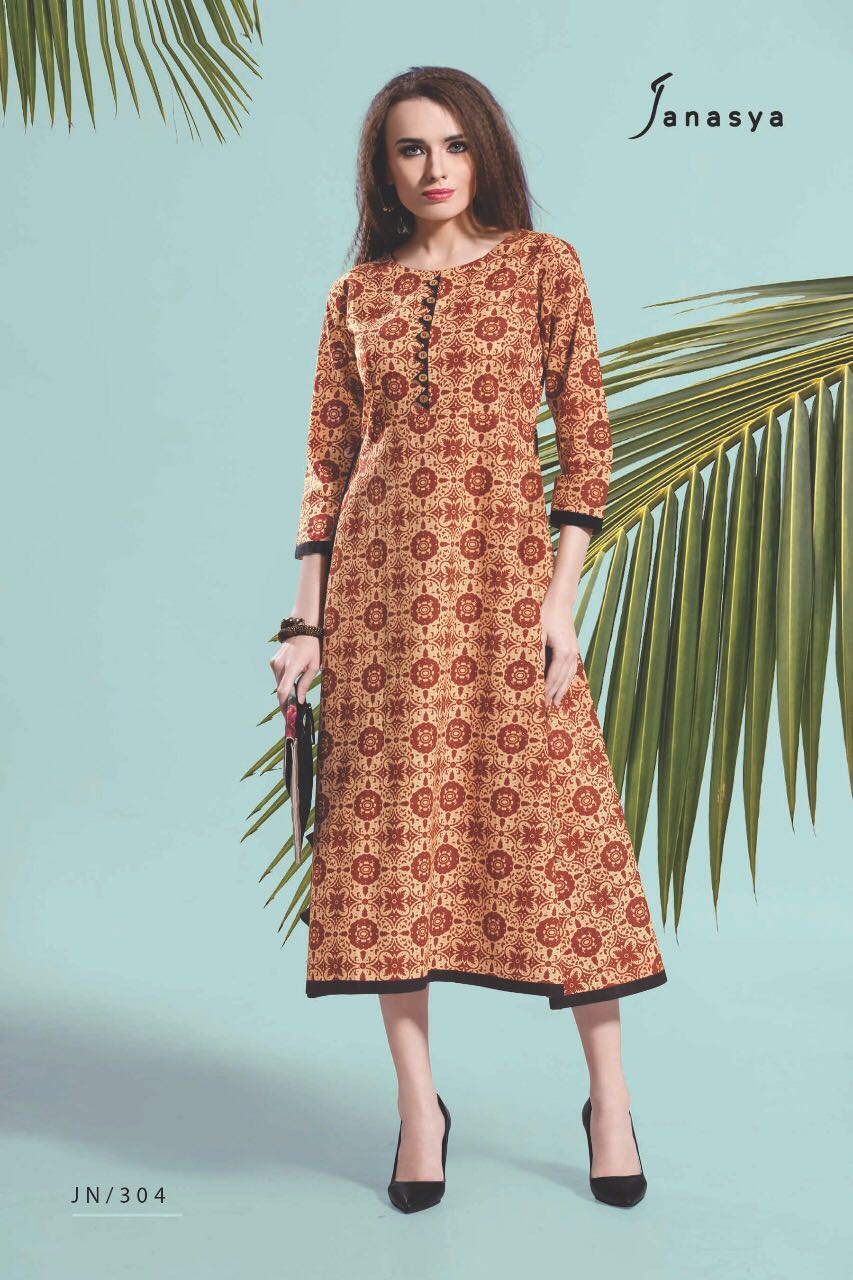 Flowers By Janasya 301 To 310 Series Stylish Fancy Beautiful Colorful Party Wear & Ethnic Wear Jaipuri Cotton Printed Kurtis At Wholesale Price