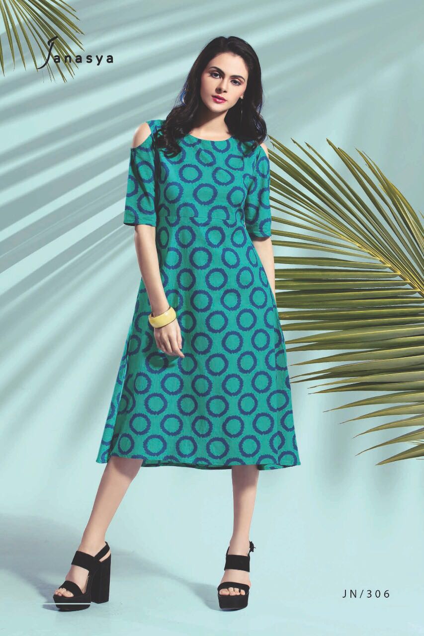 Flowers By Janasya 301 To 310 Series Stylish Fancy Beautiful Colorful Party Wear & Ethnic Wear Jaipuri Cotton Printed Kurtis At Wholesale Price