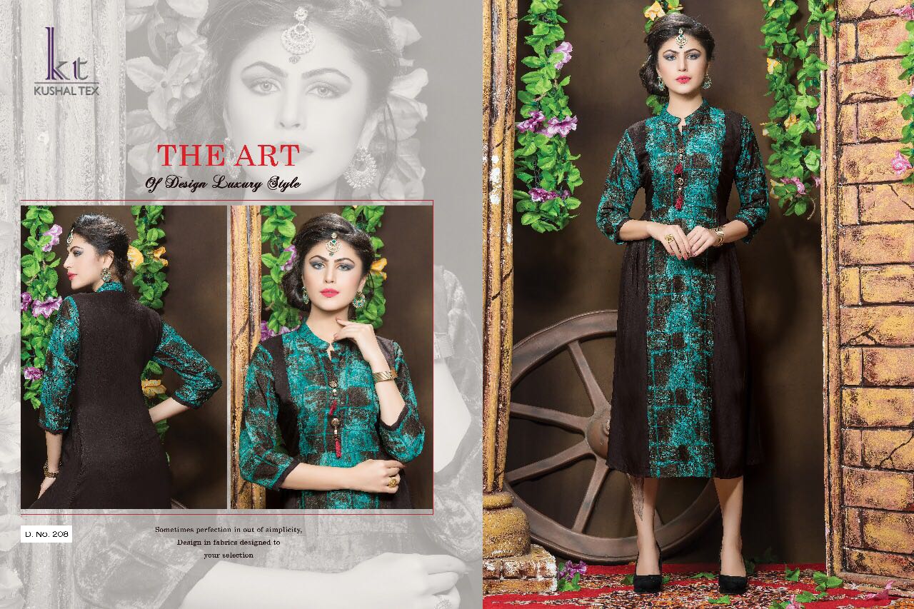 Frepic By Kushal Tex 207 To 217 Series Beautiful Stylish Colorful Fancy Casual Wear & Ethnic Wear Heavy Rayon Printed Kurtis At Wholesale Price