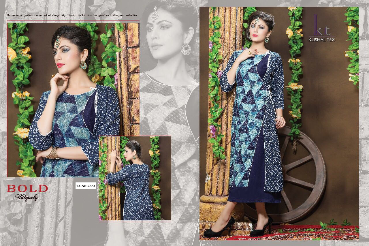 Frepic By Kushal Tex 207 To 217 Series Beautiful Stylish Colorful Fancy Casual Wear & Ethnic Wear Heavy Rayon Printed Kurtis At Wholesale Price