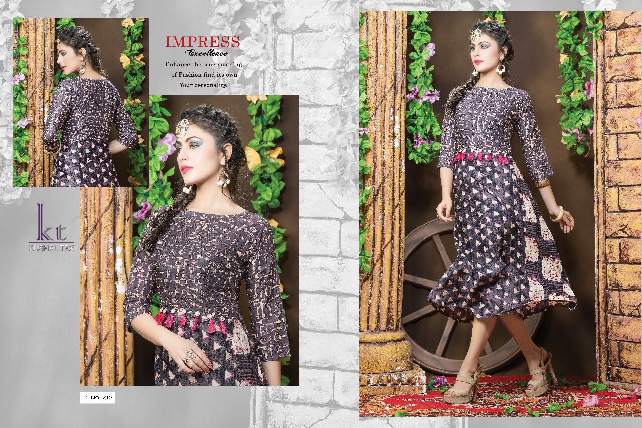 Frepic By Kushal Tex 207 To 217 Series Beautiful Stylish Colorful Fancy Casual Wear & Ethnic Wear Heavy Rayon Printed Kurtis At Wholesale Price
