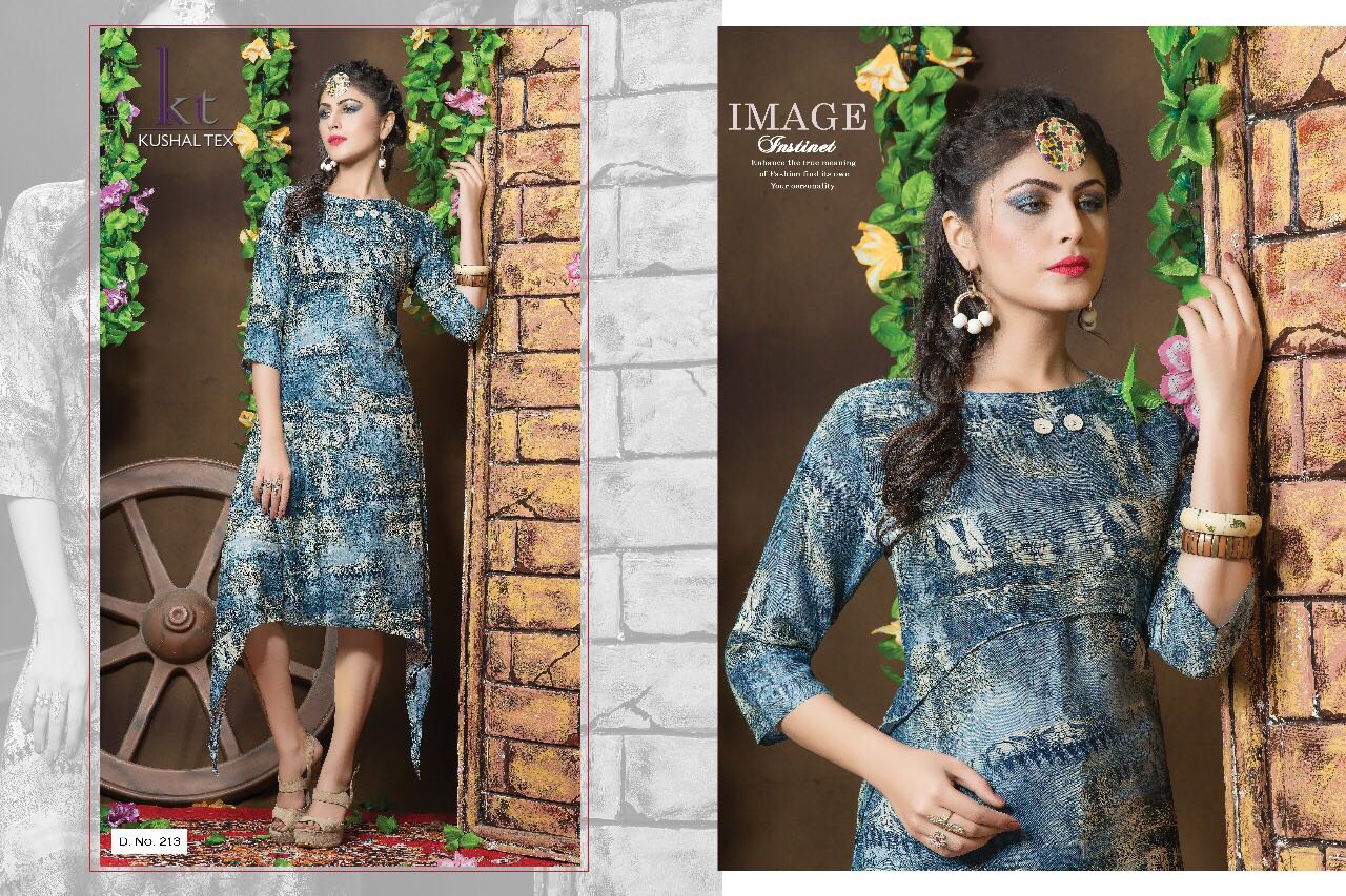 Frepic By Kushal Tex 207 To 217 Series Beautiful Stylish Colorful Fancy Casual Wear & Ethnic Wear Heavy Rayon Printed Kurtis At Wholesale Price