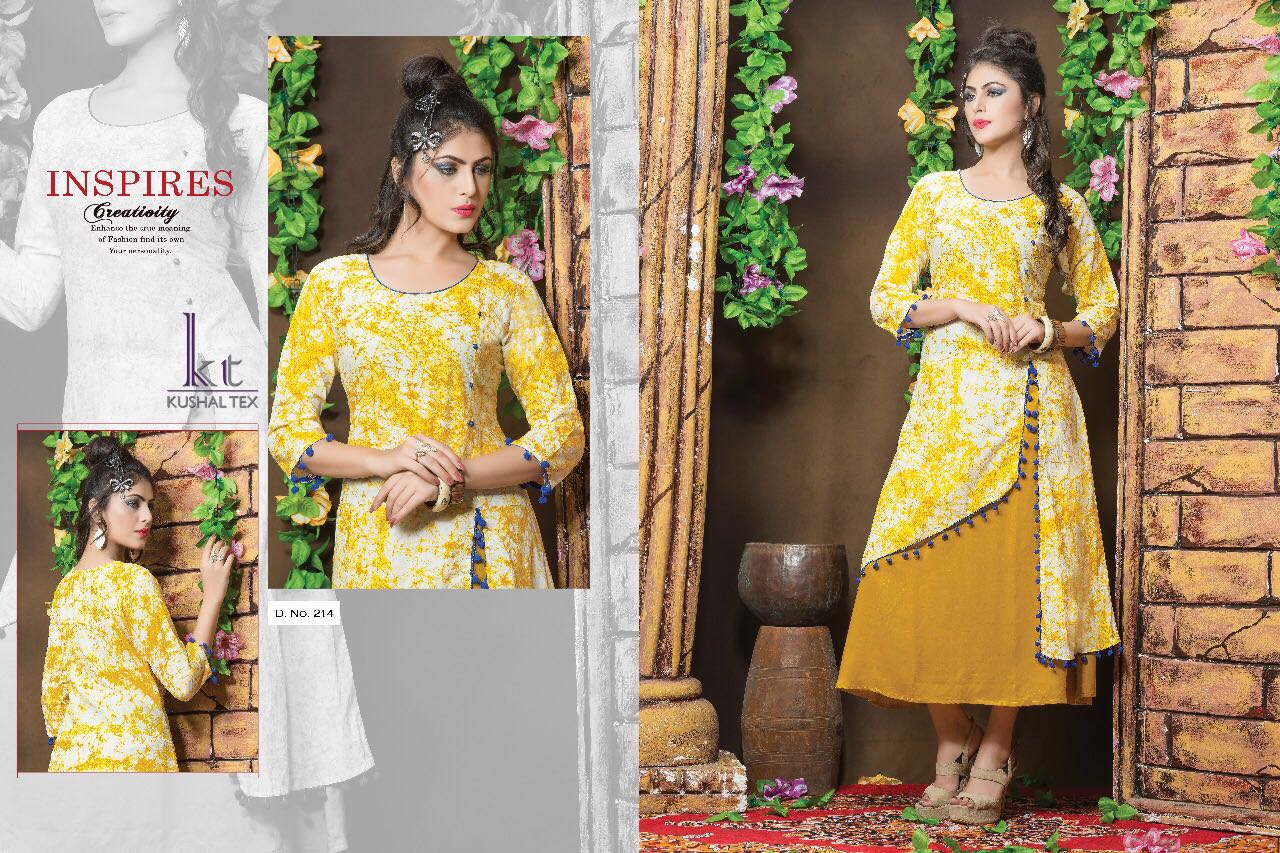 Frepic By Kushal Tex 207 To 217 Series Beautiful Stylish Colorful Fancy Casual Wear & Ethnic Wear Heavy Rayon Printed Kurtis At Wholesale Price