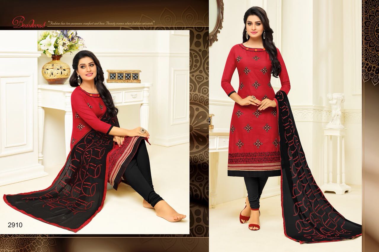 Fusion By Rr Fashion 2901 To 2912 Series Indian Beautiful Colorful Fancy Ethnic Wear Embroidered Suits & Party Wear Cotton Slub Dresses At Wholesale Price