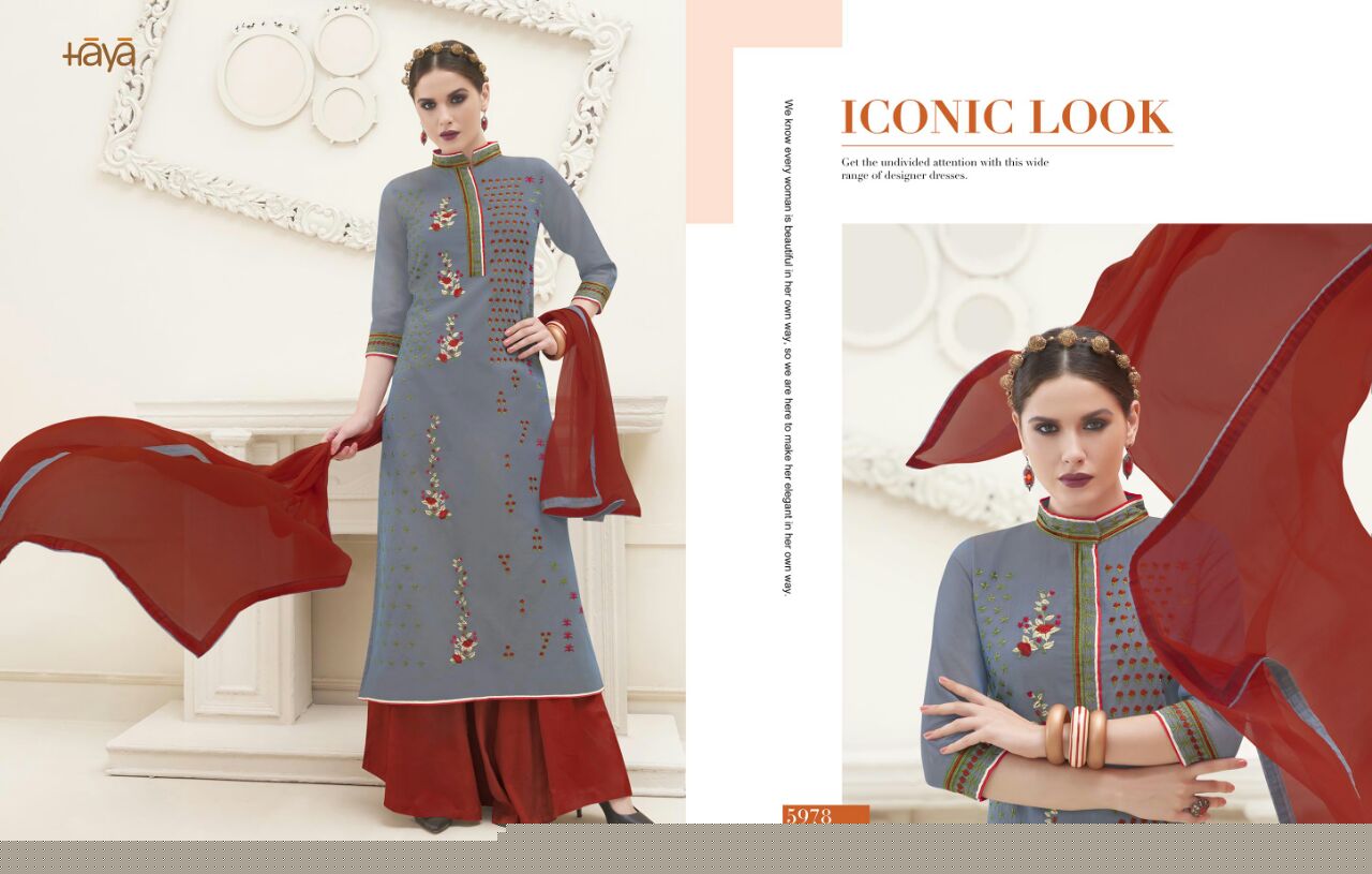 glam By Haya 5971 To 5982 Series Bollywood Beautiful Stylish Designer Floral Embroidered Party Wear Occasional Wear Pure Cotton Dresses At Wholesale Price