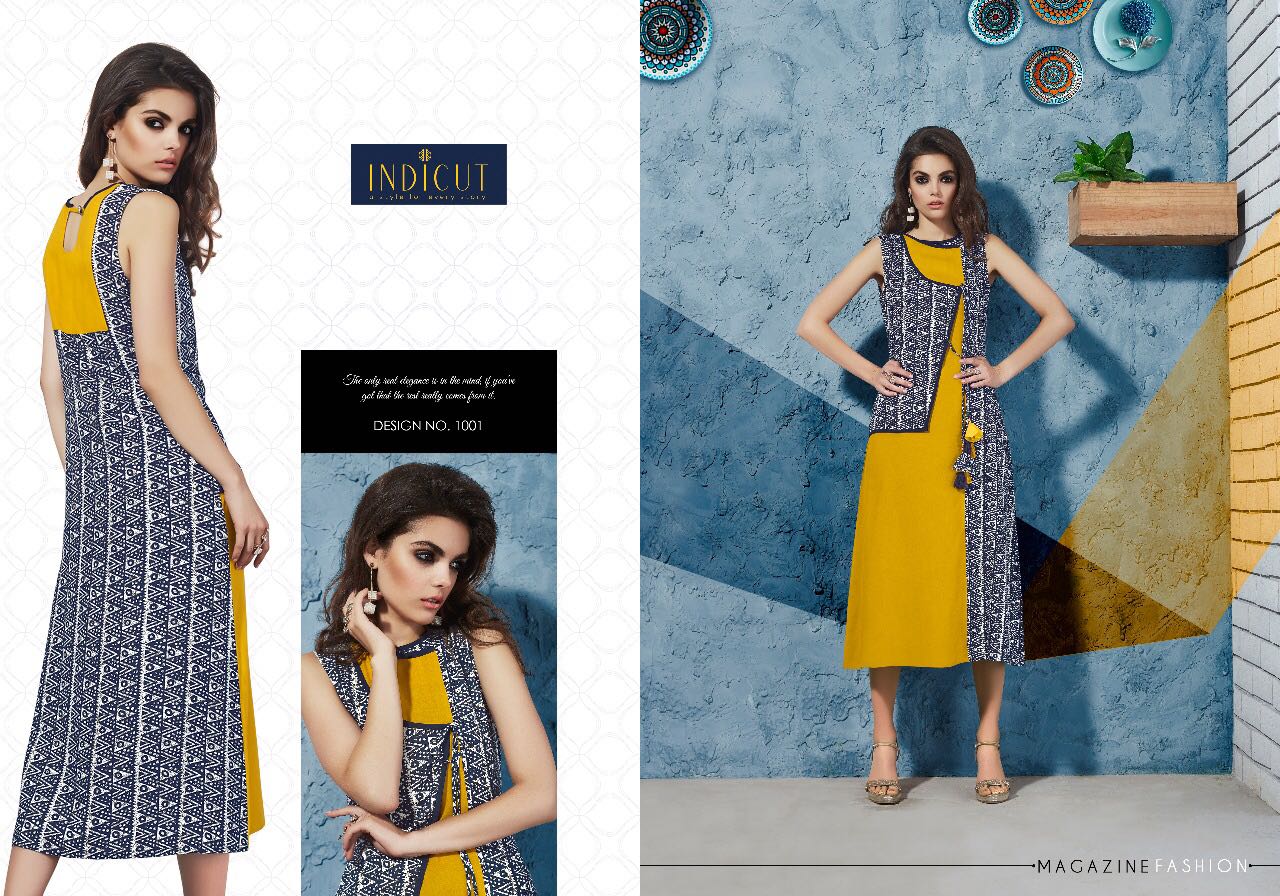 Glamour By Indicut 1001 To 1010 Series Stylish Colorful Beautiful Fancy Casual Wear & Ready To Wear Rayon Printed Kurtis At Wholesale Price