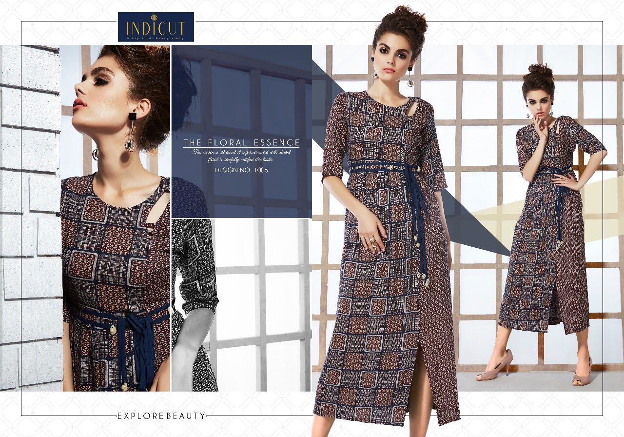 Glamour By Indicut 1001 To 1010 Series Stylish Colorful Beautiful Fancy Casual Wear & Ready To Wear Rayon Printed Kurtis At Wholesale Price