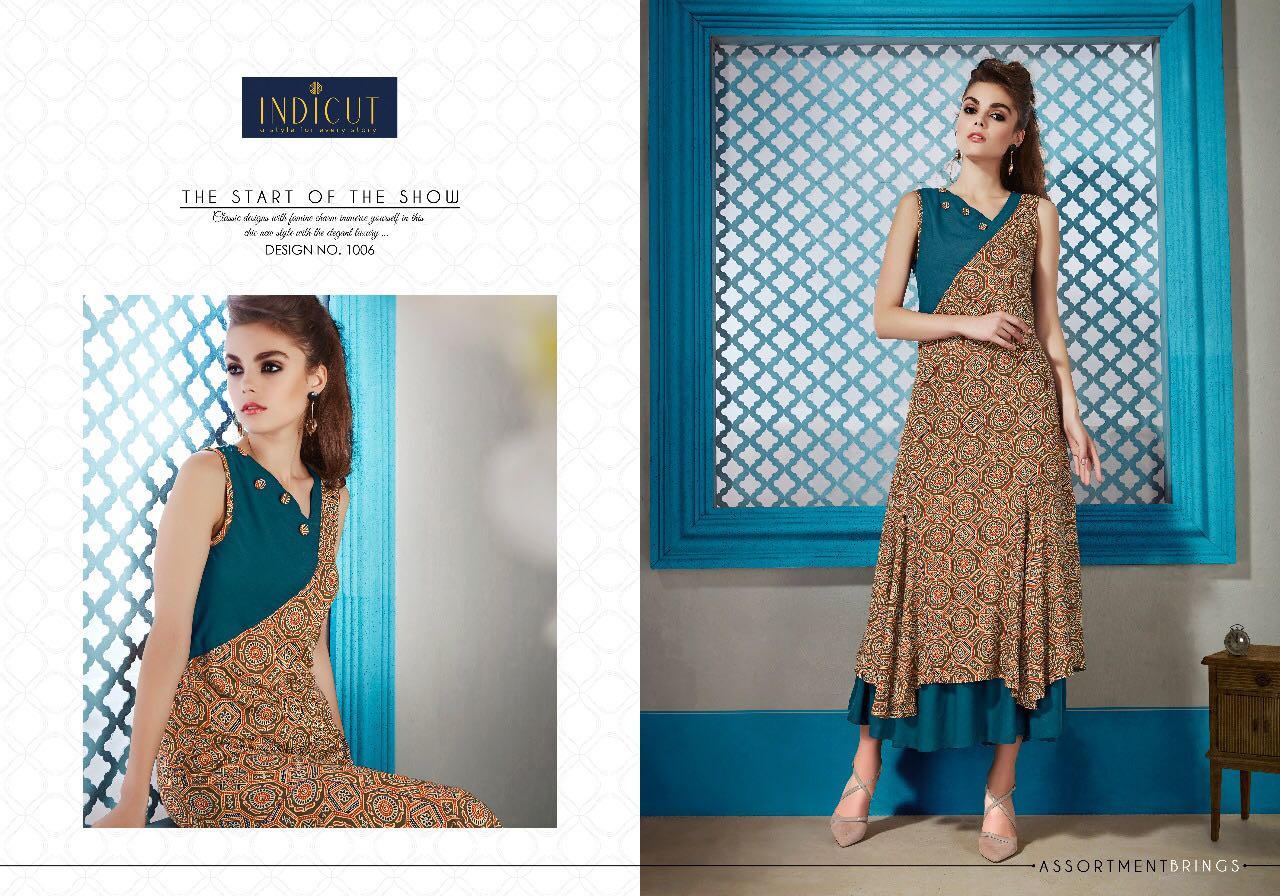 Glamour By Indicut 1001 To 1010 Series Stylish Colorful Beautiful Fancy Casual Wear & Ready To Wear Rayon Printed Kurtis At Wholesale Price