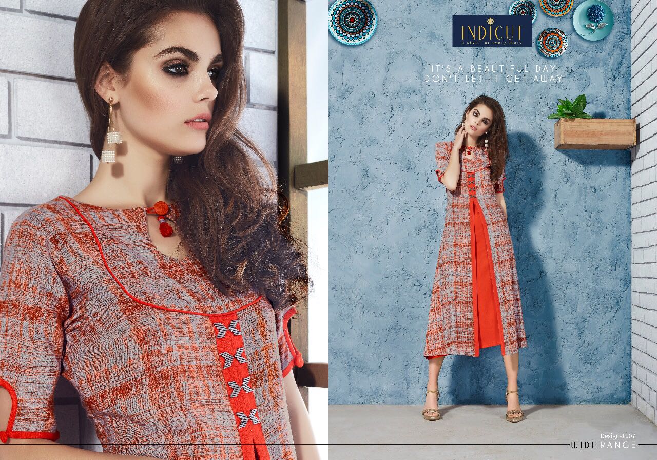 Glamour By Indicut 1001 To 1010 Series Stylish Colorful Beautiful Fancy Casual Wear & Ready To Wear Rayon Printed Kurtis At Wholesale Price
