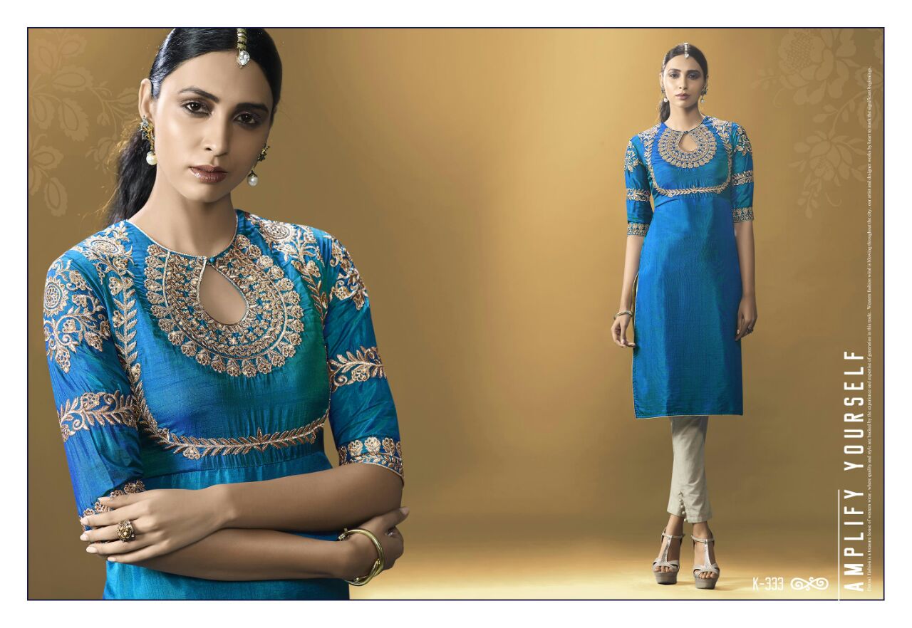 Glint By Eternal 332 To 343 Series Western Beautiful Stylish Designer Embroidered Party Wear & Ethnic Wear Art Silk Kurtis At Wholesale Price
