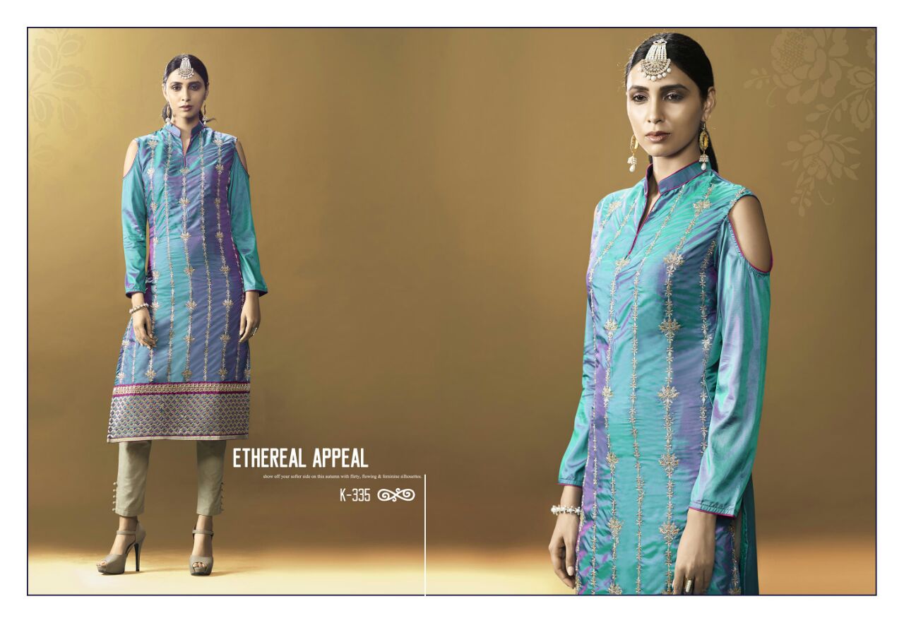 Glint By Eternal 332 To 343 Series Western Beautiful Stylish Designer Embroidered Party Wear & Ethnic Wear Art Silk Kurtis At Wholesale Price