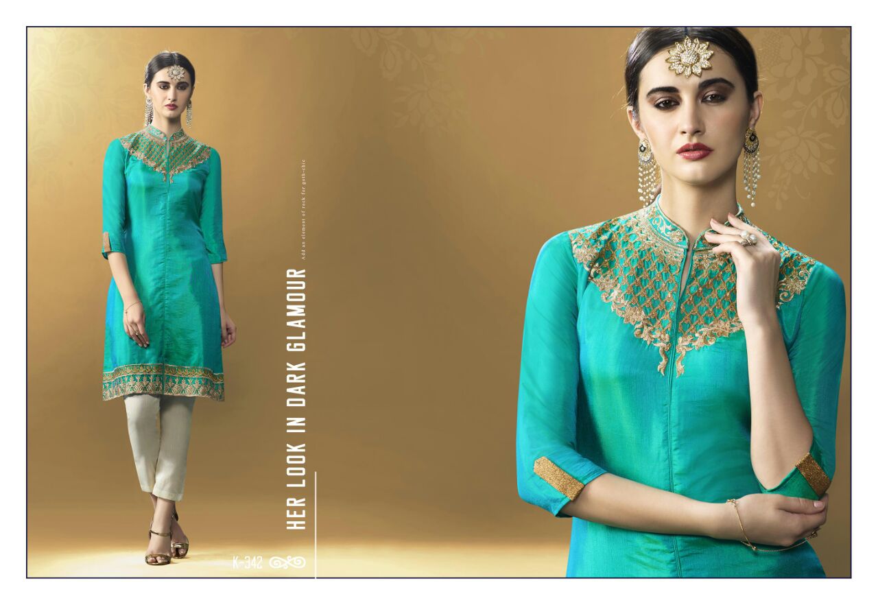 Glint By Eternal 332 To 343 Series Western Beautiful Stylish Designer Embroidered Party Wear & Ethnic Wear Art Silk Kurtis At Wholesale Price