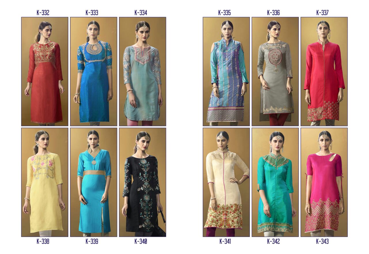 Glint By Eternal 332 To 343 Series Western Beautiful Stylish Designer Embroidered Party Wear & Ethnic Wear Art Silk Kurtis At Wholesale Price