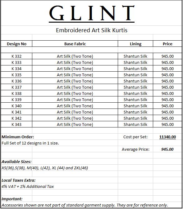 Glint By Eternal 332 To 343 Series Western Beautiful Stylish Designer Embroidered Party Wear & Ethnic Wear Art Silk Kurtis At Wholesale Price
