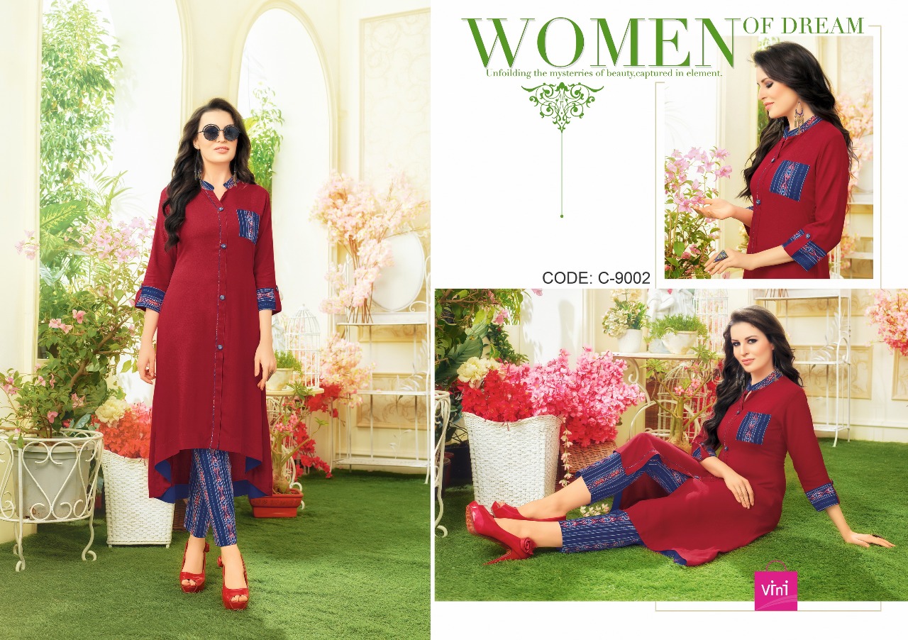 Gratel By Vini 9001 To 9011 Series Designer Stylish Colorful Fancy Beautiful Party Wear & Ethnic Wear Cotton & Rayon Printed Kurtis At Wholesale Price