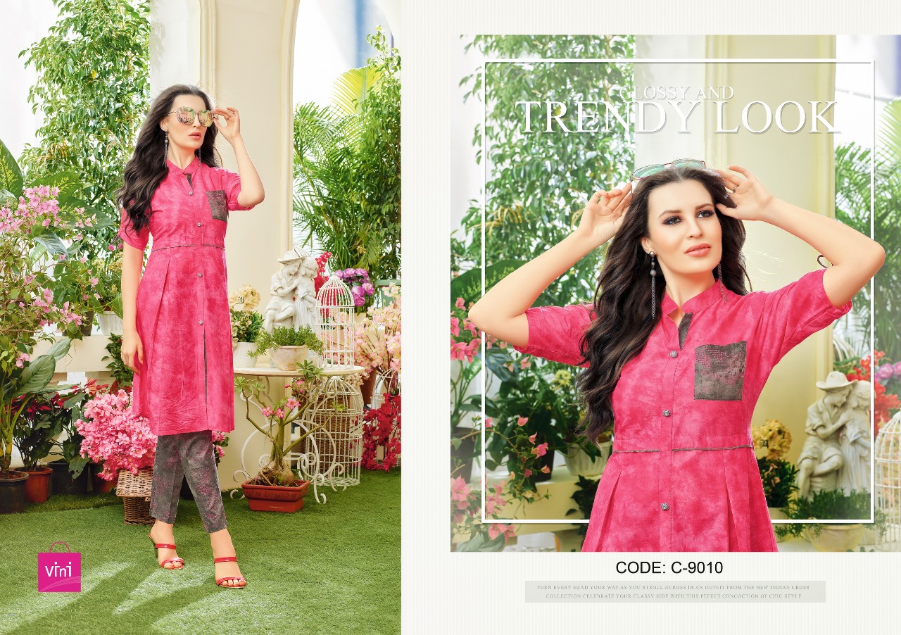 Gratel By Vini 9001 To 9011 Series Designer Stylish Colorful Fancy Beautiful Party Wear & Ethnic Wear Cotton & Rayon Printed Kurtis At Wholesale Price