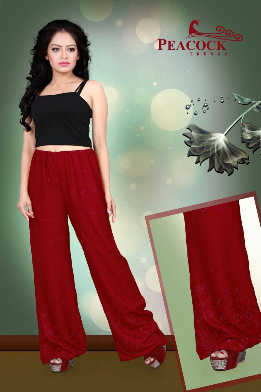 Hakoba Palazzo By Peacock Trendz Stylish Beautiful Colorful Casual Wear & Ready To Wear Fancy Heavy Rayon Palazzos At Wholesale Price