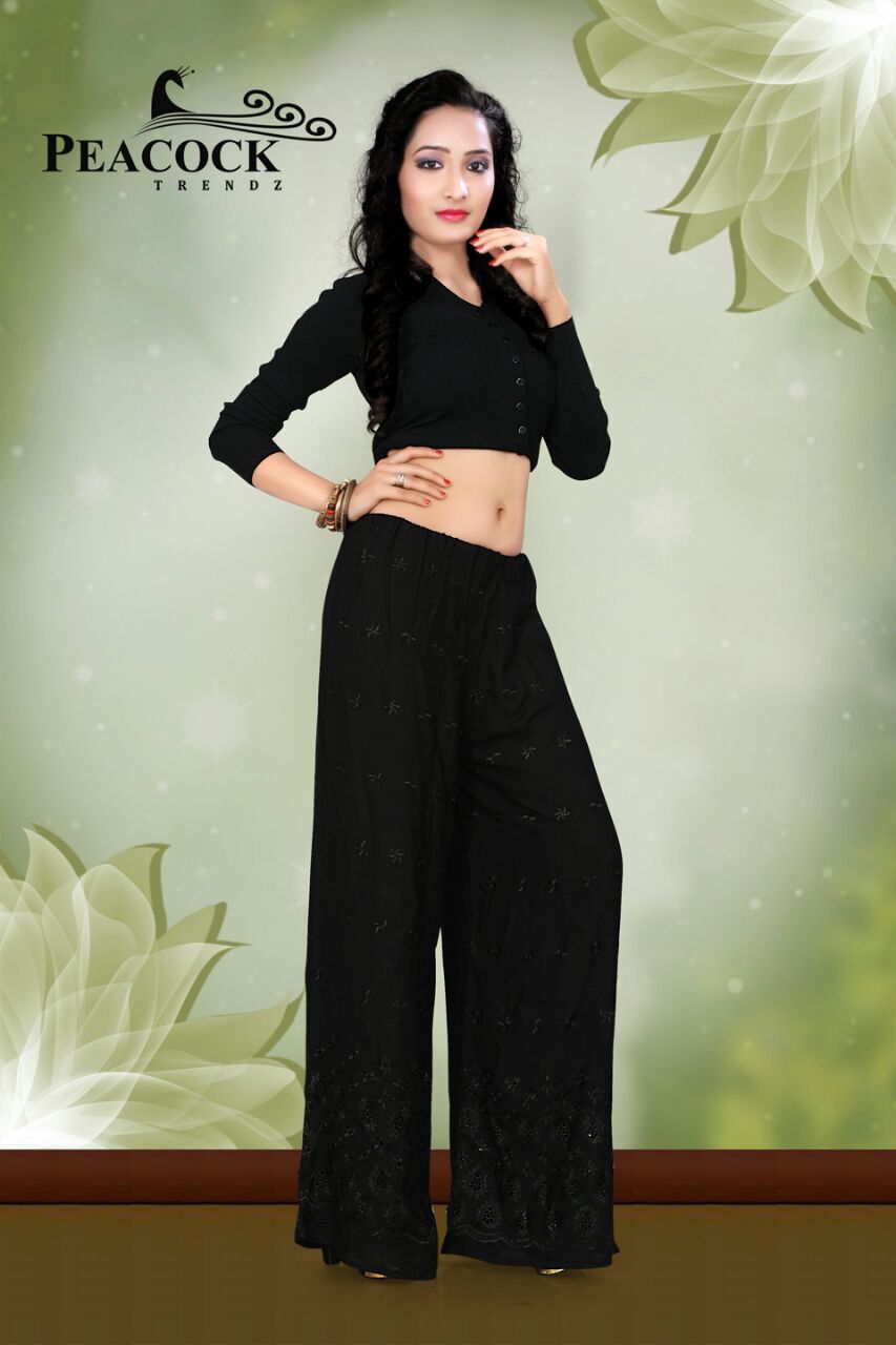 Hakoba Palazzo By Peacock Trendz Stylish Beautiful Colorful Casual Wear & Ready To Wear Fancy Heavy Rayon Palazzos At Wholesale Price